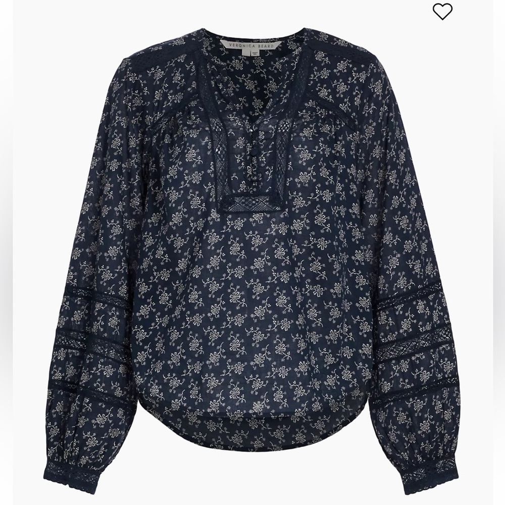 Veronica Beard Kent Cotton Floral Blouse Size 0